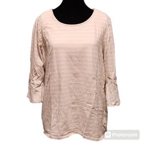 LAURA SCOTT XLP 3/4 bell sleeve stripes cream an…